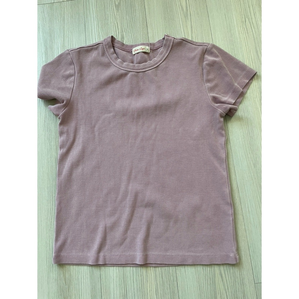 Marine Layer Pink Ribbed Top Size Small Short Sleeve Layering